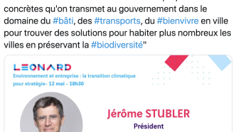 Tweet Jérôme Stubler - 12 mai