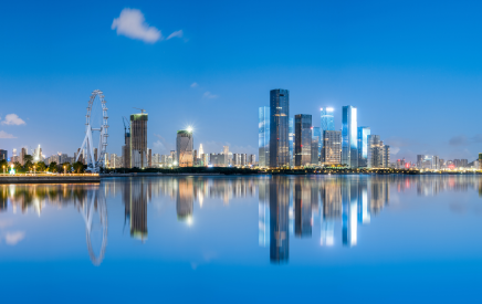 Urban skyline of Qianhai Free Trade Zone, Shenzen City, Guagdong Province, China