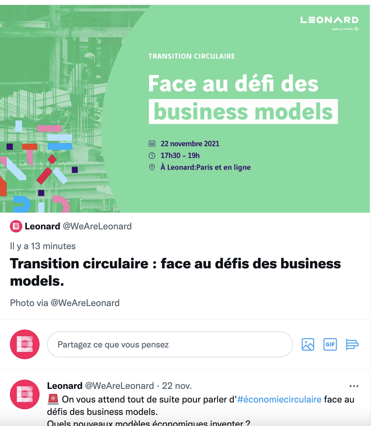 moment twitter - transition circulaire et business models