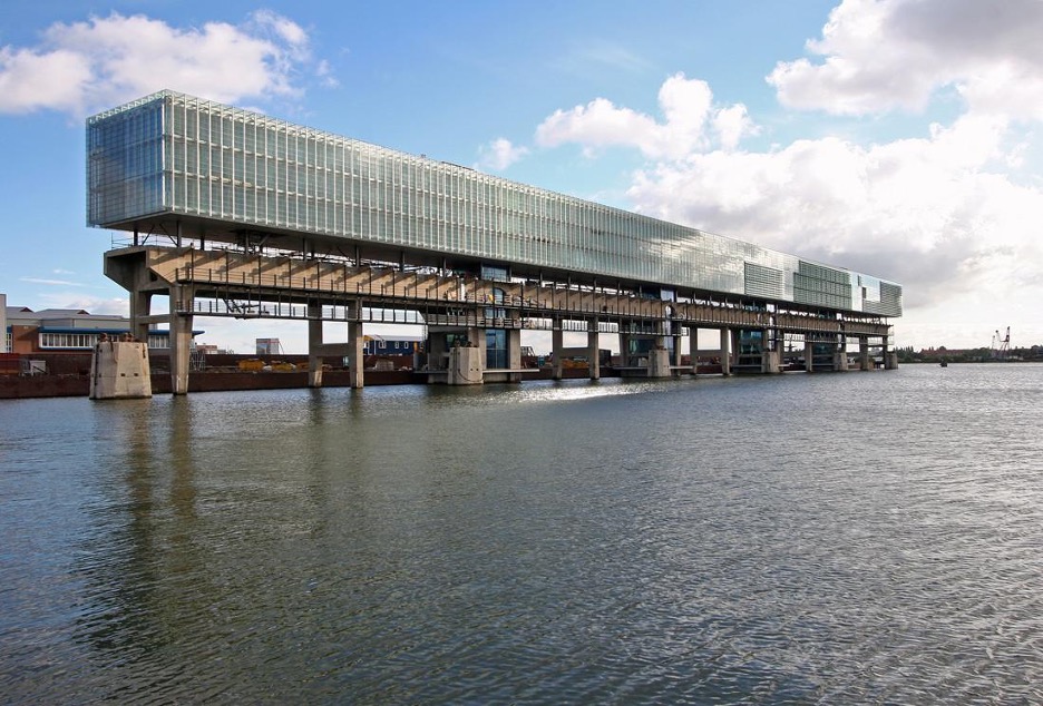 Kraanspoor in Amsterdam was built on an old concrete crane way on a former shipyard.