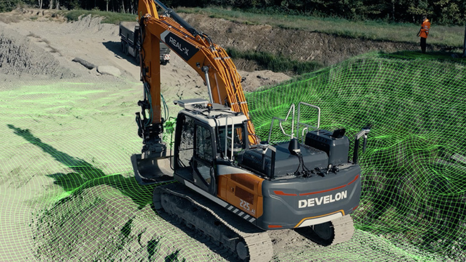 Engin sur le chantier avec la technologie de Gravis Robotics